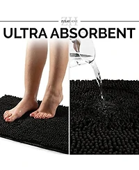 1 Piece Black Soft Shaggy Ultra Absorbent Bathroom Rug