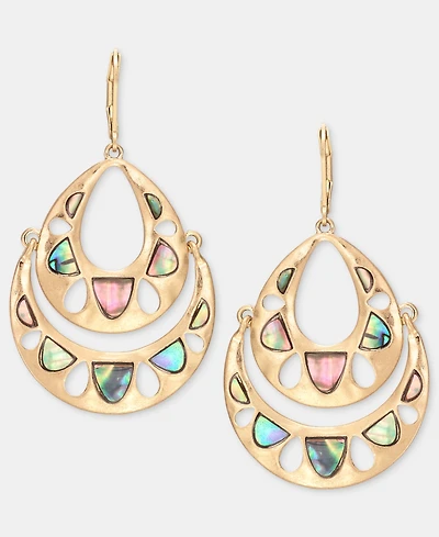 lonna & lilly Abalone Cutout Layered Drop Earrings