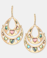 lonna & lilly Abalone Cutout Layered Drop Earrings