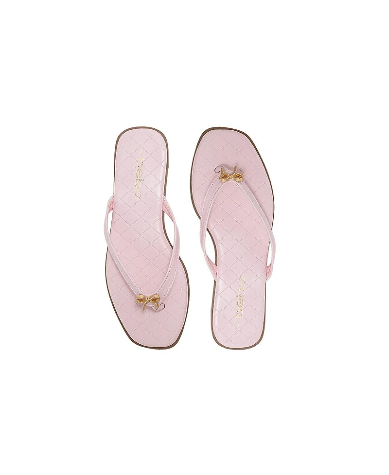 bebe Women's Bow Charm Flat Sandals