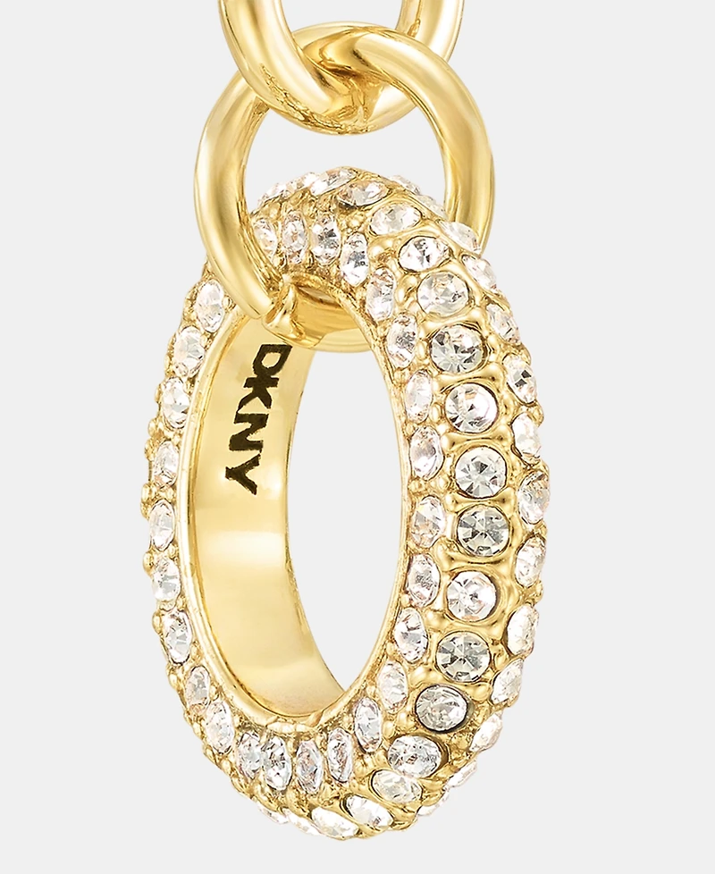 Dkny Gold-Tone Crystal Pave Circle Double Drop Earrings