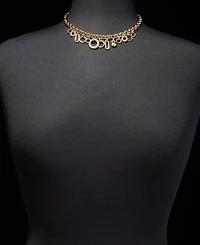 Dkny Crystal Logo Charm 16" Statement Necklace