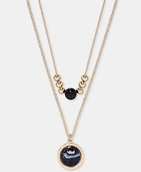 Dkny Jet Two Row Cabachon Pendant Necklace