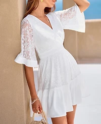 Cupshe Women's Divine Rose White Mini Beach Dress