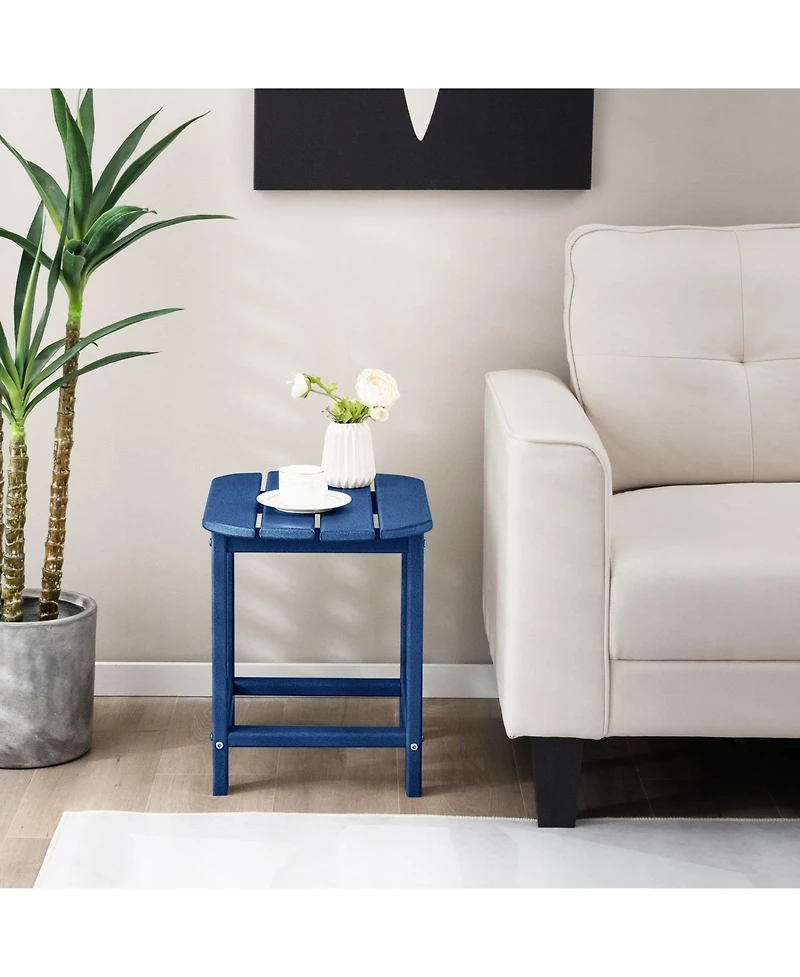 Gymax 2 Pcs 18'' Patio Adirondack Side Table Weather Resistant Hdpe Garden