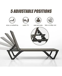 Clihome Pool Lounge Chairs Set of 2, Wicker Adjustable Outdoor Chaise Lounge with Wheels, Poolside Chairs