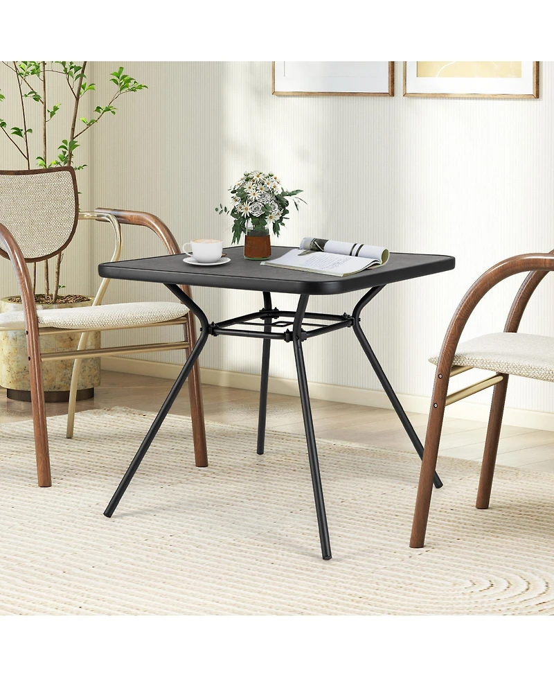 Gymax 32'' Patio Dining Table w/ 1.6'' Umbrella Hole & Lid Dpc Tabletop for Backyard