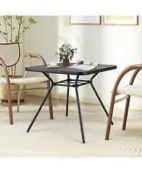 Gymax 32'' Patio Dining Table w/ 1.6'' Umbrella Hole & Lid Dpc Tabletop for Backyard