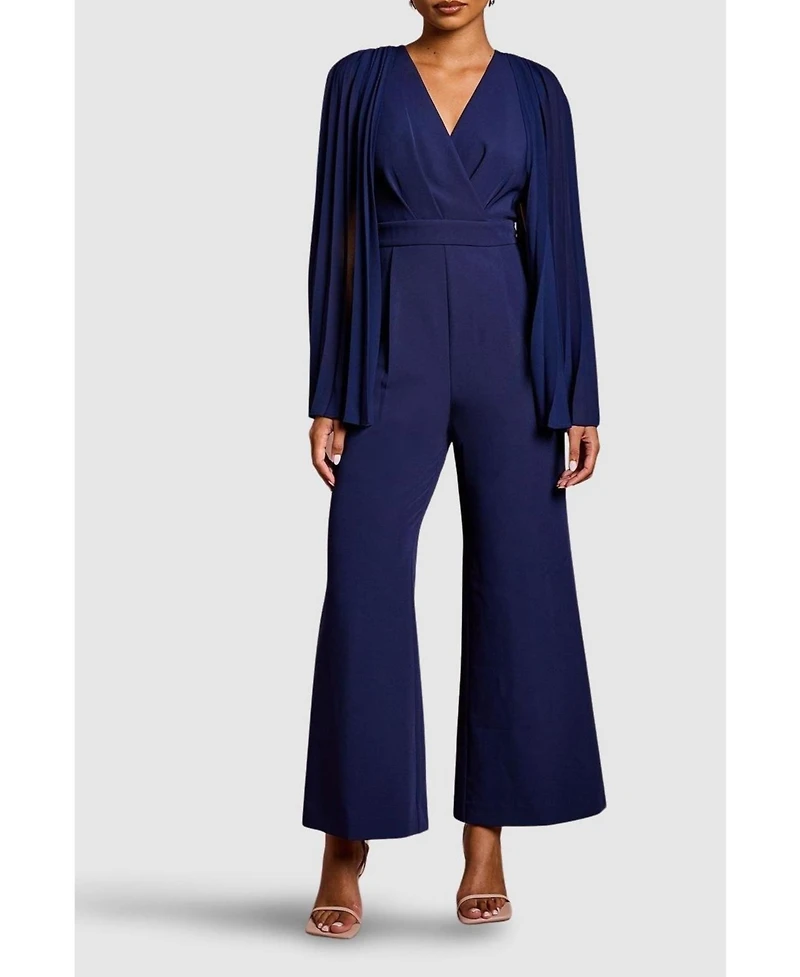 Petite V Neck Pleated Jumpsuit