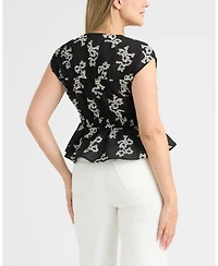 Ellen Tracy Women's Shirred Sleeveless Top with Front Ties