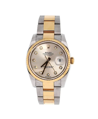 Pre-Owned Rolex Oyster Perpetual Datejust Automatic Watch in Stainless Steel and Gold with Diamond Markers 36mm