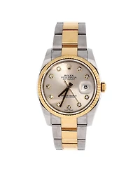 Pre-Owned Rolex Oyster Perpetual Datejust Automatic Watch in Stainless Steel and Gold with Diamond Markers 36mm