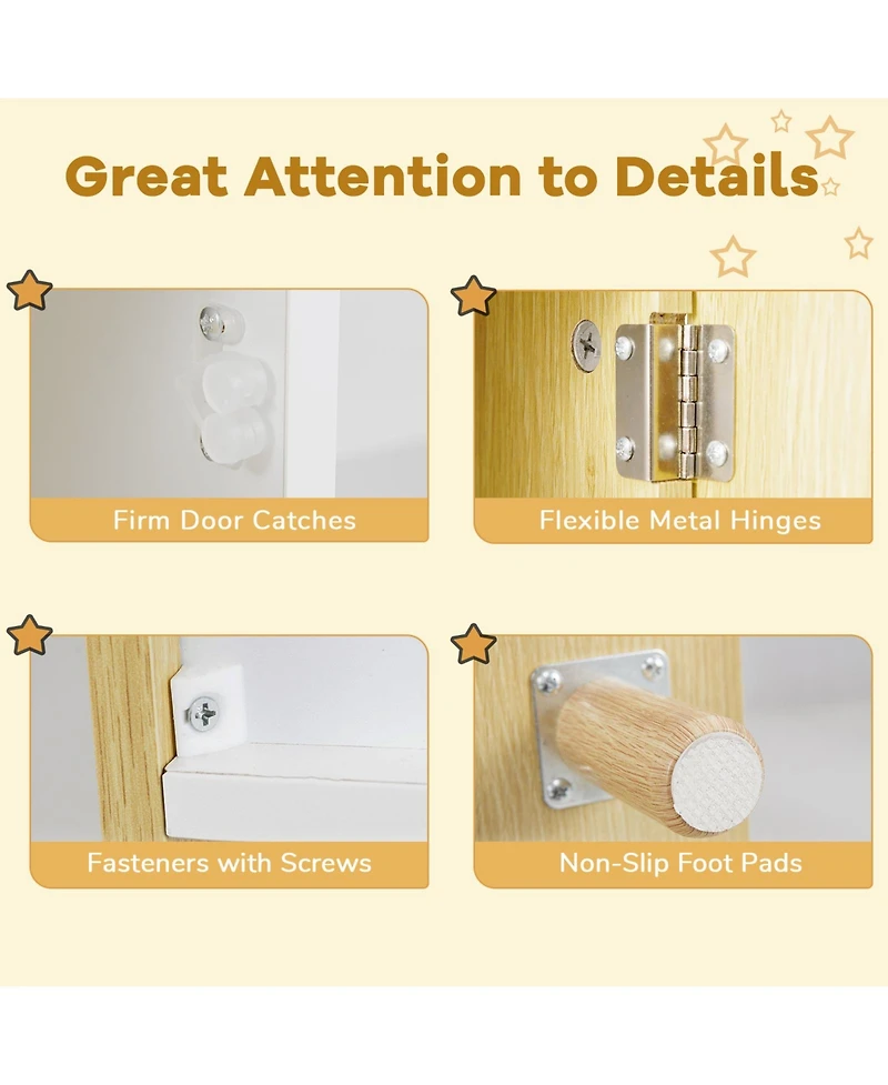 Sugift Kids Dollhouse Bookshelf House-shaped Bookcase Children Toy Storage Organizer