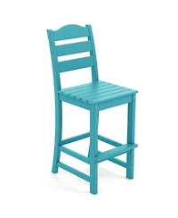 Gymax Set of 2 Hdpe Bar Stool Patio Tall Chair Backrest Footrest All Weather