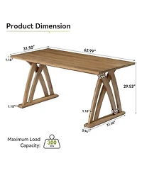 Tribesigns 63 Inches Solid Wood Dining Table for 4-6 People,Rectangular Kitchen Table