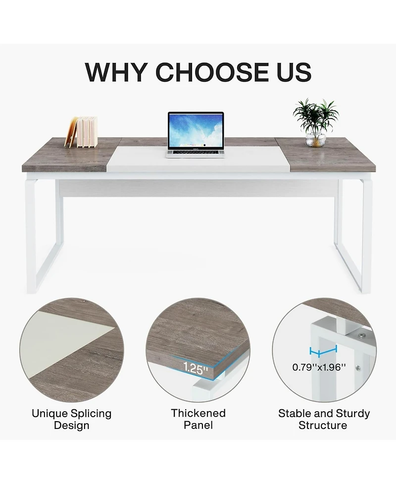 Tribesigns L-Shaped Desk with Drawers, 63" Office File Cabinet