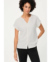 Olsen Women's waffle Knit Button Front T-Shirt