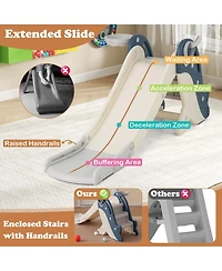 Mecale Foldable Freestanding Baby Slide Climber Set with Basketball Hoop