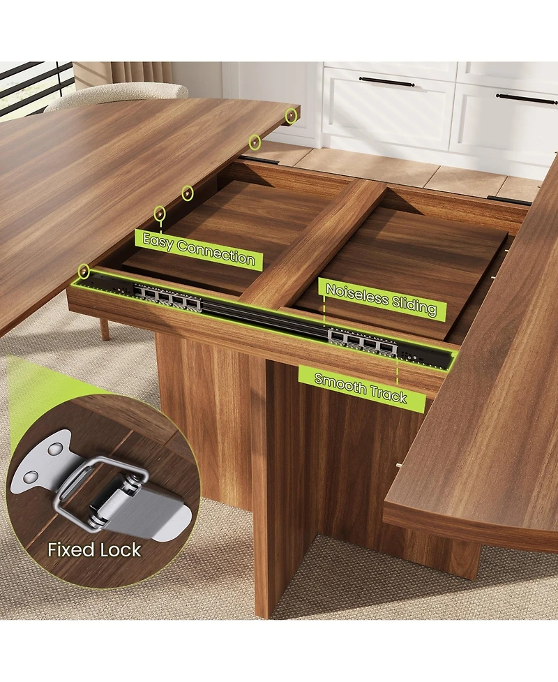 gaomon 43.3''-59'' Extendable Round Dining Table for 4-8,Kitchen Oval Dining Table with Removable Leaves