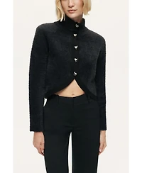 Nocturne Women's Heart-Button Cutaway Mock-Neck Cardigan