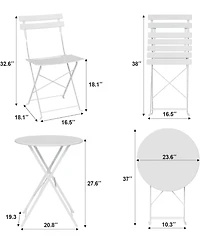 gaomon 3 Piece Patio Bistro Sets, 2 Folding Chairs, Compact Conversation Set for Porch, Balcony, Garden