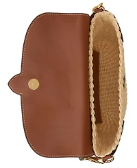 Lauren Ralph Small Lynden Straw-Leather Shoulder Bag