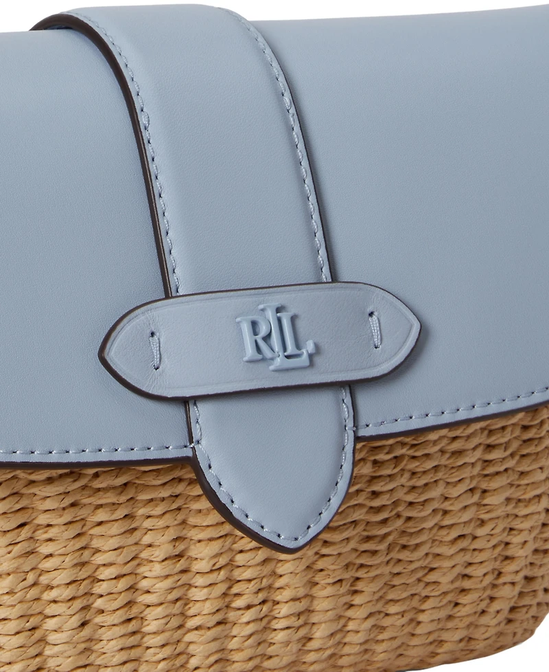 Lauren Ralph Small Lynden Straw-Leather Shoulder Bag