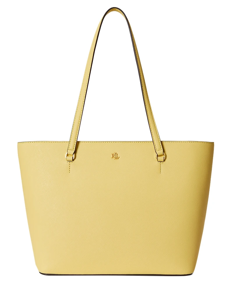Lauren Ralph Crosshatch Leather Medium Karly Shopper Tote