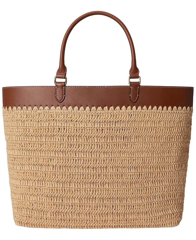 Lauren Ralph Lauren Leather Straw Extra-Large Kyla Tote Bag