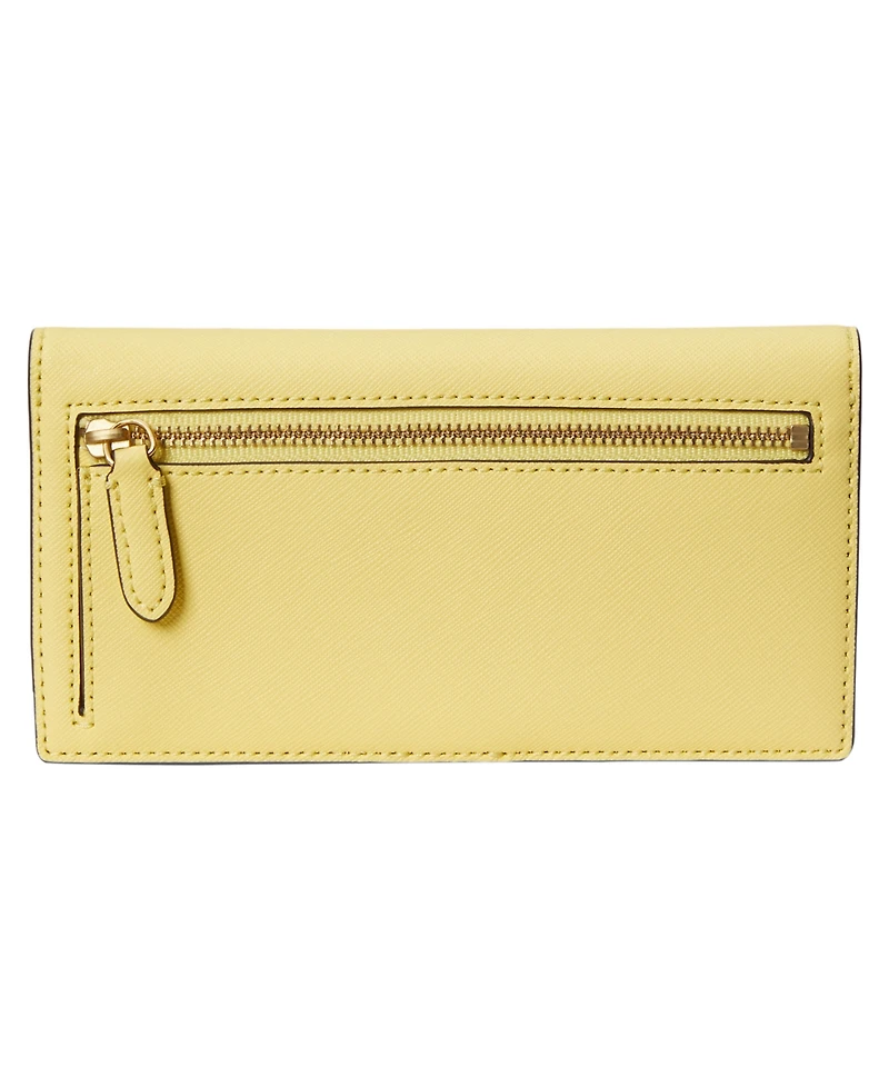Lauren Ralph Lauren Crosshatch Leather Slim Snapped-Closure Wallet