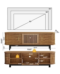 Tribesigns 70" Tv Stand for Tvs up to 80", Wood TV Console with Metal Legs & Sliding Doors, Entertainment Center, Walnut