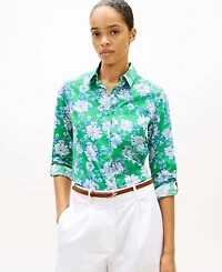 Tommy Hilfiger Women's Printed Button-Front Roll-Tab Shirt