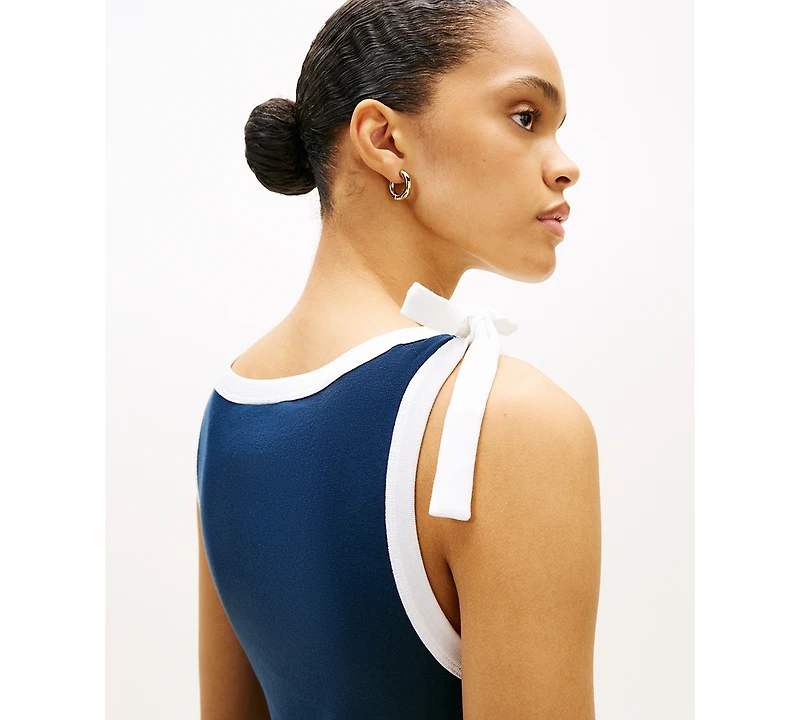 Tommy Hilfiger Women's Ribbed Bow Sleeveless Dress