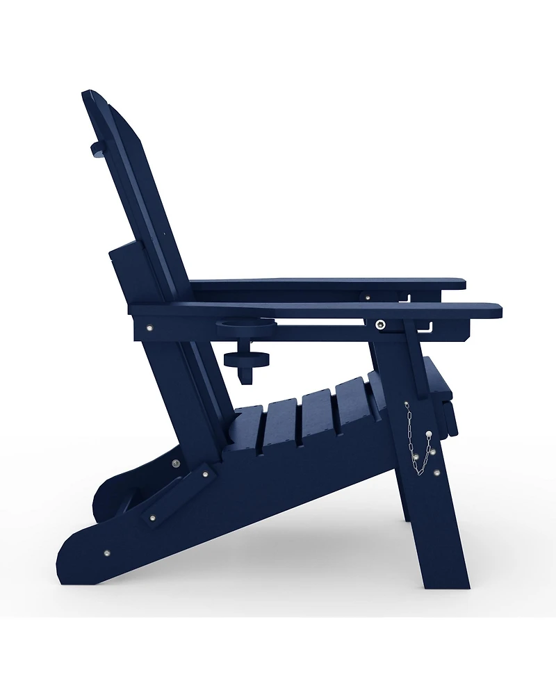 WestinTrends Folding Adjustable Adirondack Chair with Retractable Ottoman and Cup Holder