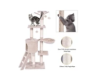 Aostirmotor 56" Cat Play Tree with Condo, Scratching Posts & Ladder