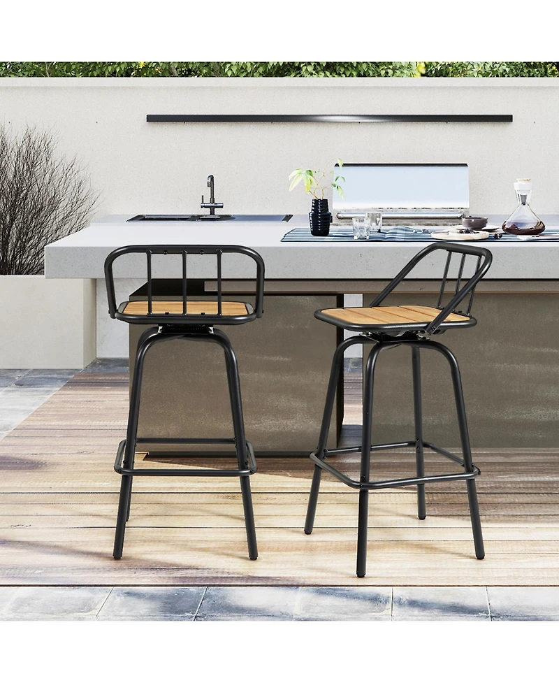 Gymax 27.5'' Heavy-duty Metal Frame Bar Height Chairs w/ Footrest & Backrest for Patio