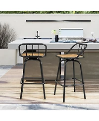 Gymax 27.5'' Heavy-duty Metal Frame Bar Height Chairs w/ Footrest & Backrest for Patio