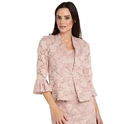 R & M Richards Women's Lace Pleat Hem Jacket Dress