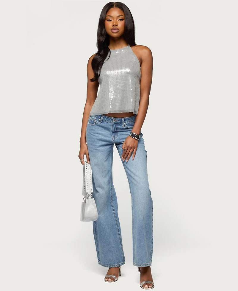 Edikted Women's Itara Sequin Backless Halter Top