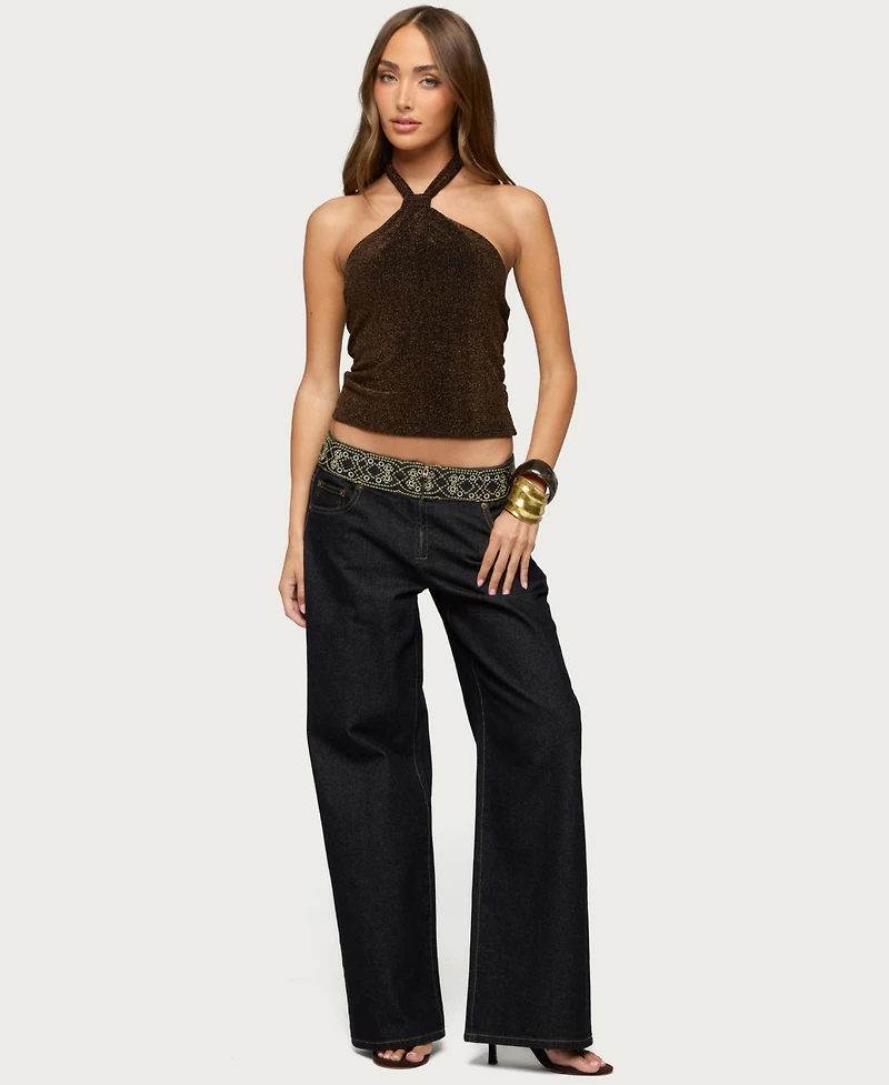 Edikted Women's Katalya Glitter Halter Top