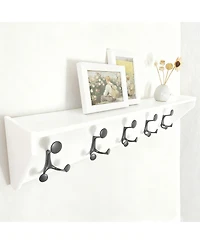 Yigii Lightweight Hardwood Coat Rack with 5 Hooks for Entryways