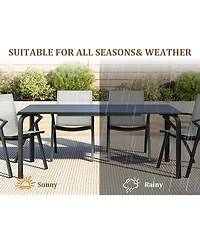 gaomon 9-Piece Patio Dining Table Sets for 8, Outdoor Aluminum Frame Dining Furniture Set with Umbrella Hole Cut-Out Table, 8 Stirling Chairs