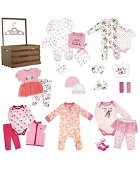 3 Stories Trading Baby Girls' First Year Baby Shower Gift Crate, 36-Piece Set