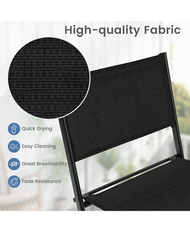 Gymax Folding Bar Stools Set of 4 Patio Sling Chairs w/ Backrest Humanized Footrest