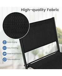 Gymax Folding Bar Stools Set of 4 Patio Sling Chairs w/ Backrest Humanized Footrest