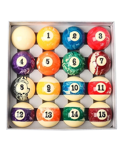 Gse Games & Sports Expert 2 1/4-Inch Marble Swirl Professional Regulation Billiards Pool Balls Set, Standard 16 Set