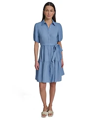 Calvin Klein Women's Puff-Sleeve Collared Shirtdress