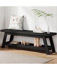 Tribesigns 55" Wood Entryway Bench with Shoe Storage