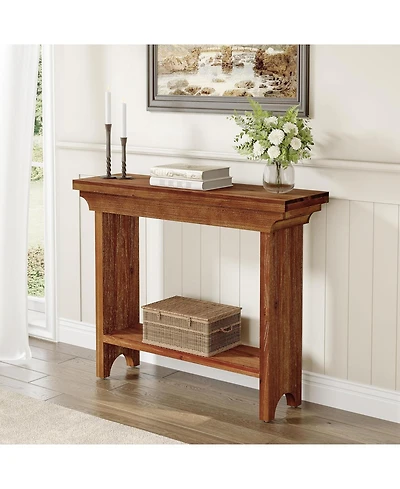 Tribesigns Solid Wood Console Table, 39.4" Entryway Table with Lower Shelf