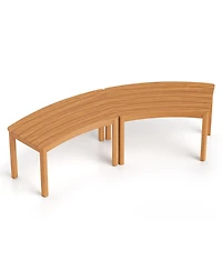 Gymax Outdoor Curved Acacia Wood Bench Set of Patio Garden Backless Fire Pit Bench